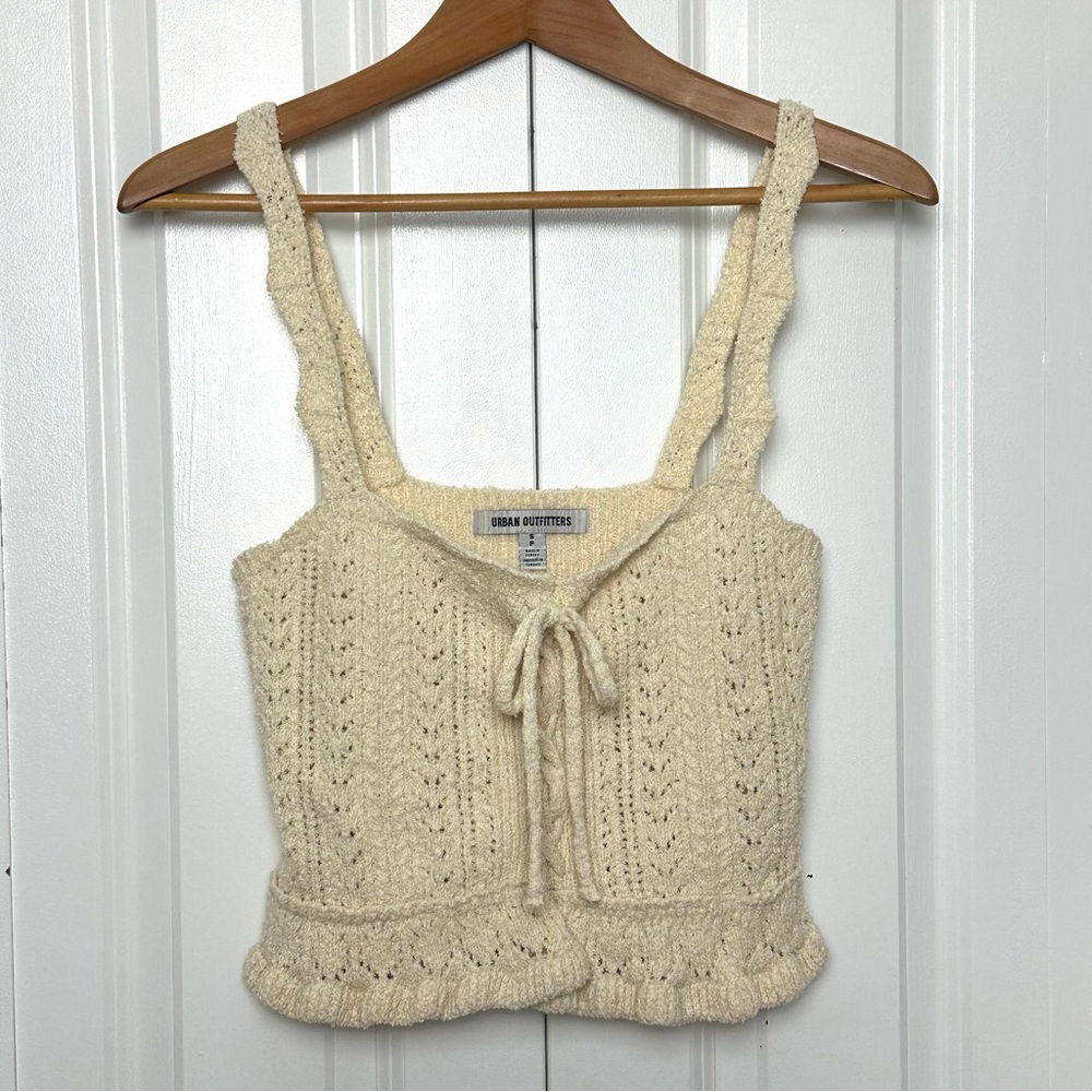 Urban Outfitters Carmella Lace-Up Sweater Tank Top Cream Size S